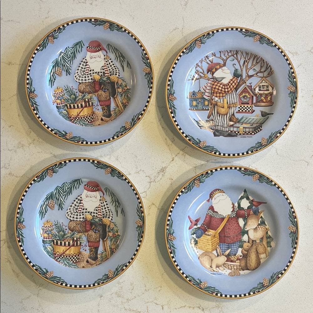 Sakura Blue and Gold Holiday Plate Set